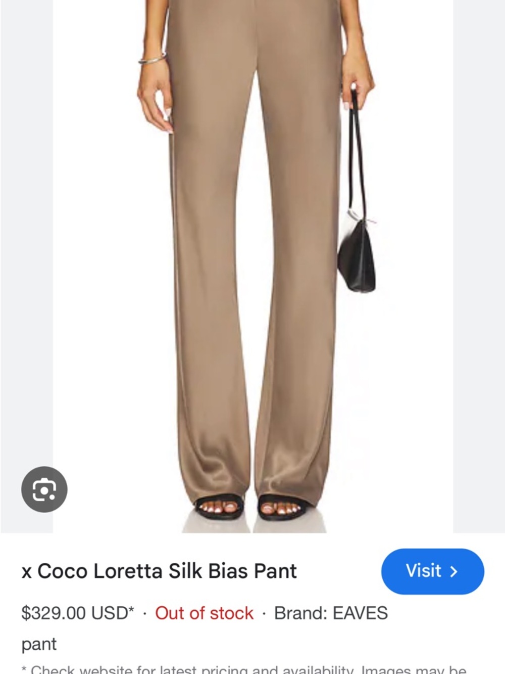 EAVES Coco Loretta Wide-Leg Silk Pants in Taupe